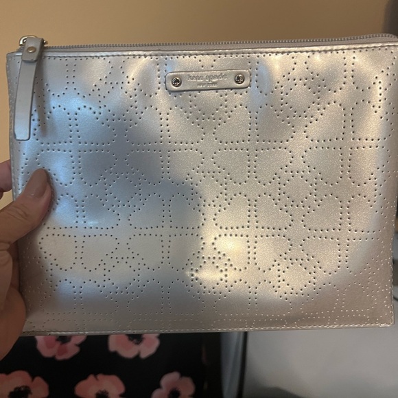 kate spade Handbags - Kate Spade Metro Spade Large Pouch- Silver